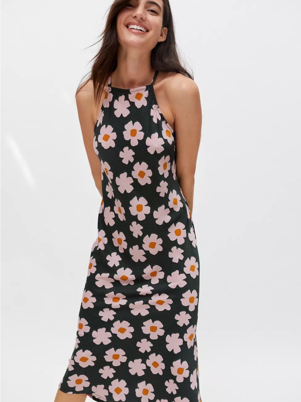Vici green daisy slip dress